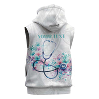 New Zealand Nurses RN Personalised Sleeveless Zip Hoodie Stethoscope Floral Maori Motif LT9 - Polynesian Pride