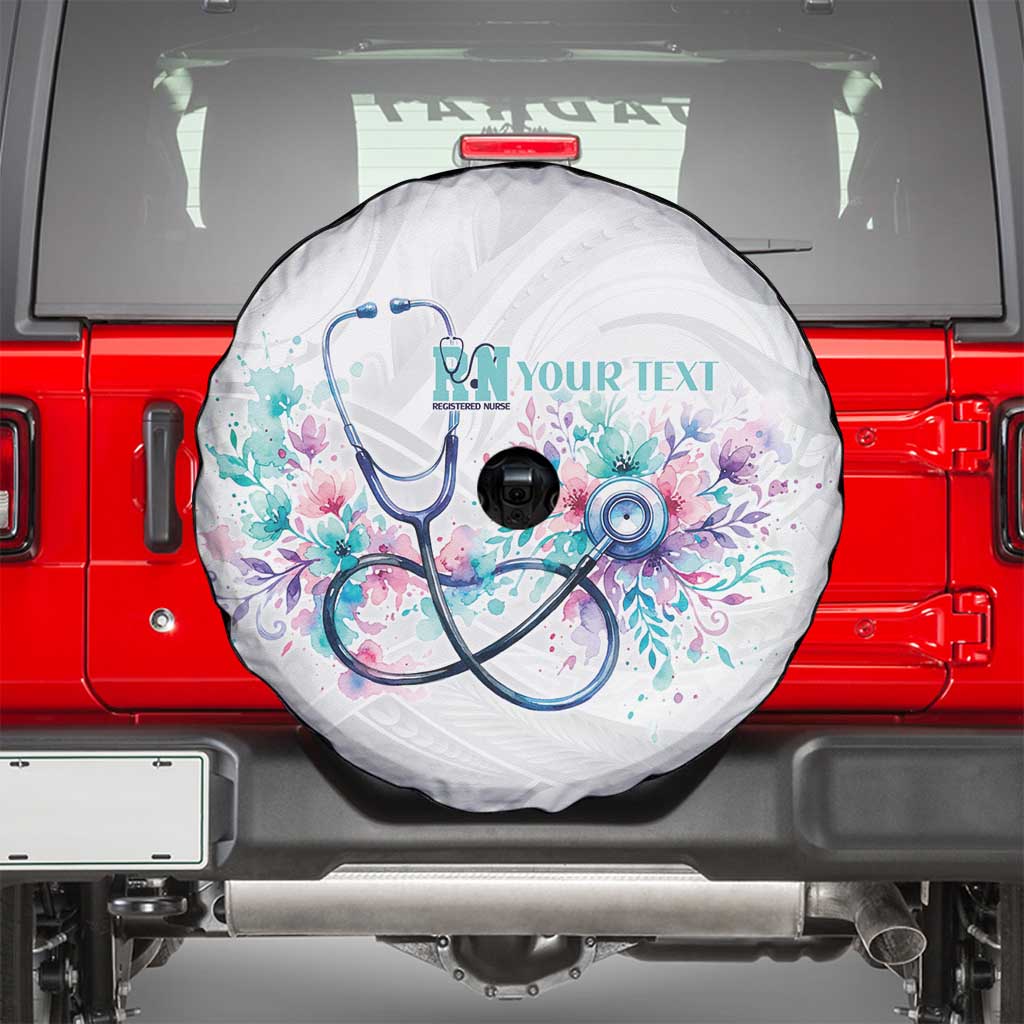New Zealand Nurses RN Personalised Spare Tire Cover Stethoscope Floral Maori Motif LT9 - Polynesian Pride