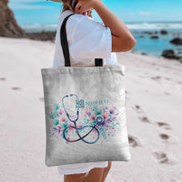 New Zealand Nurses RN Personalised Tote Bag Stethoscope Floral Maori Motif