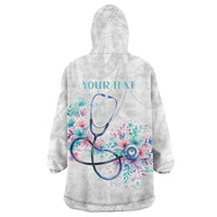 New Zealand Nurses RN Personalised Wearable Blanket Hoodie Stethoscope Floral Maori Motif LT9 - Polynesian Pride