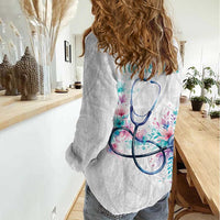 New Zealand Nurses RN Personalised Women Casual Shirt Stethoscope Floral Maori Motif