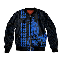 Custom Hawaii Bomber Jacket King Kamehameha - Blue LT9 Unisex Blue - Polynesian Pride