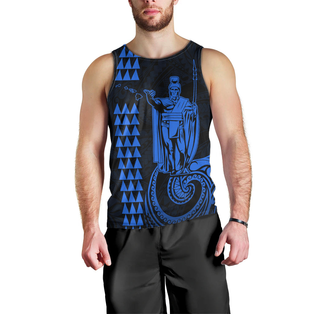 Custom Hawaii Men Tank Top King Kamehameha - Blue LT9 - Polynesian Pride