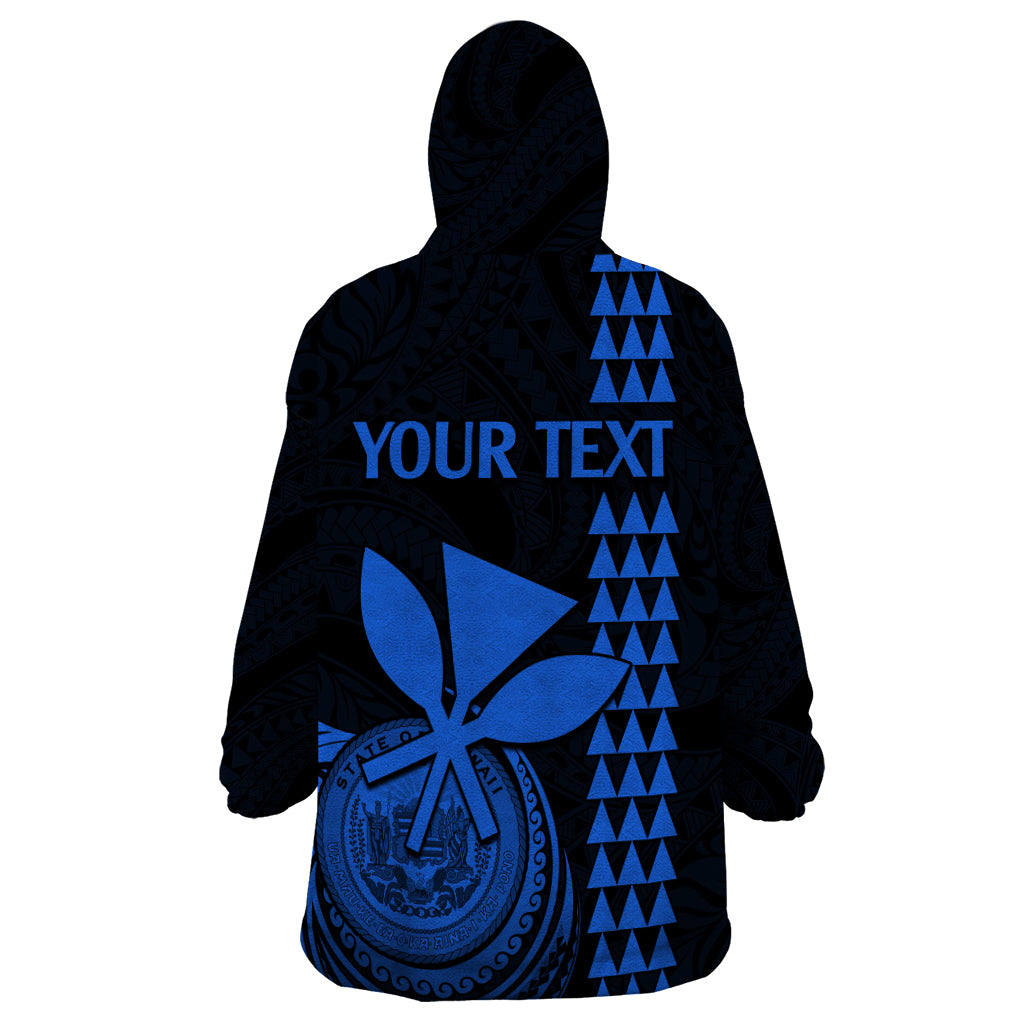 Custom Hawaii Wearable Blanket Hoodie King Kamehameha - Blue LT9 - Polynesian Pride