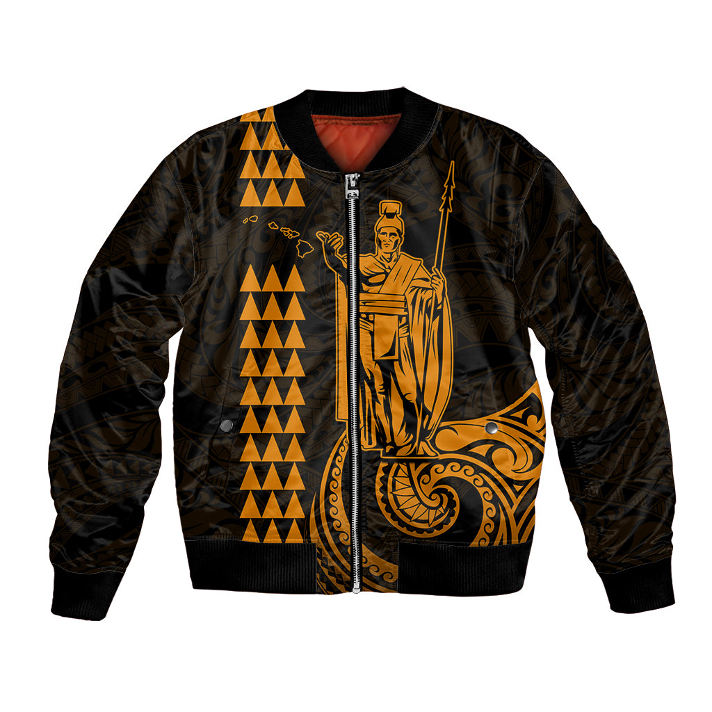 Custom Hawaii Bomber Jacket King Kamehameha - Gold LT9 Unisex Gold - Polynesian Pride