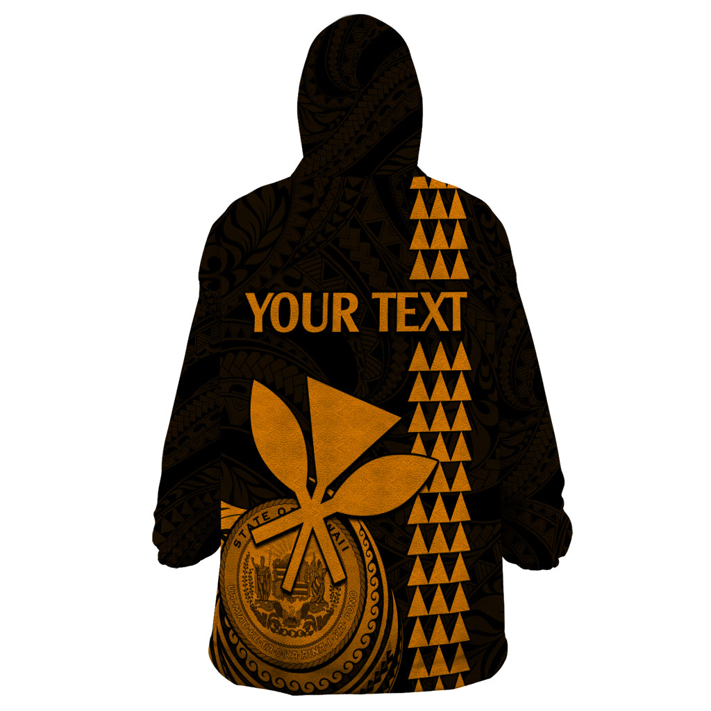 Custom Hawaii Wearable Blanket Hoodie King Kamehameha - Gold LT9 - Polynesian Pride