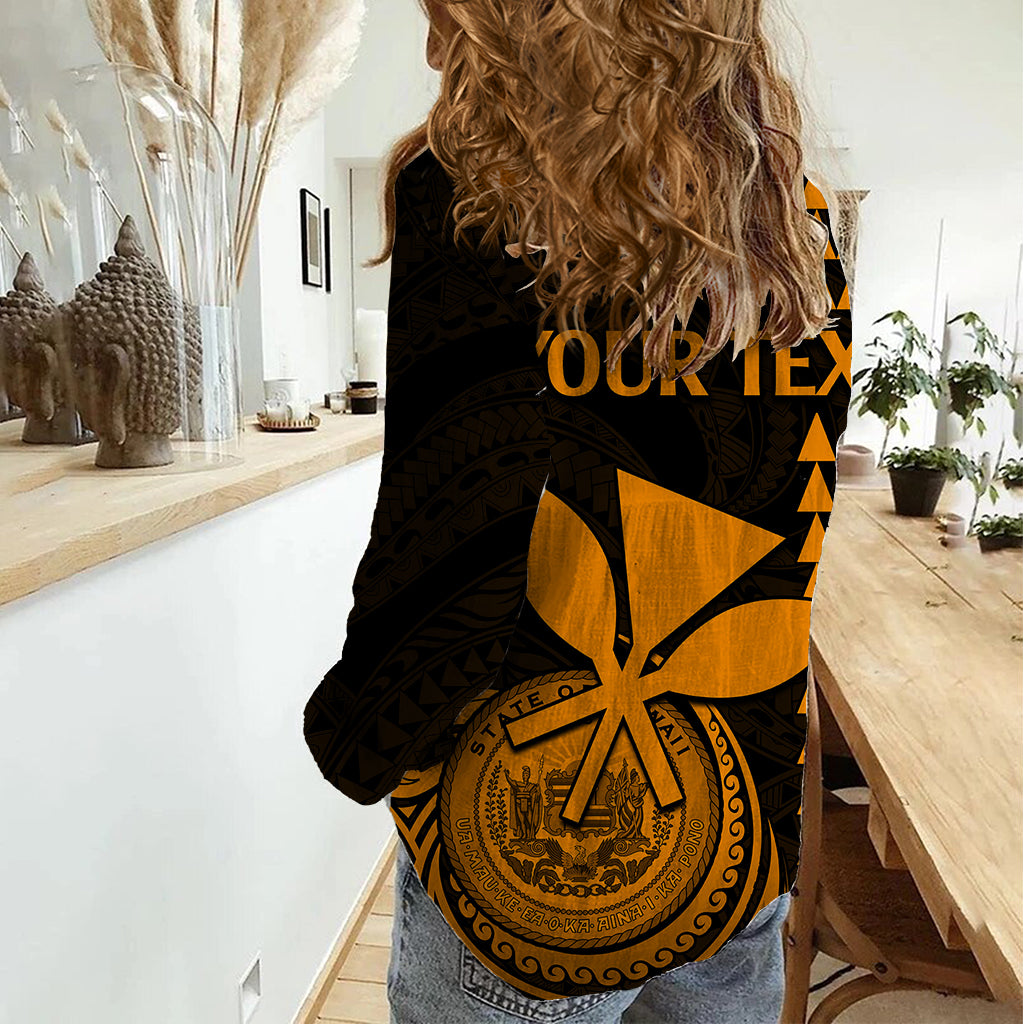 Custom Hawaii Women Casual Shirt King Kamehameha - Gold LT9 - Polynesian Pride