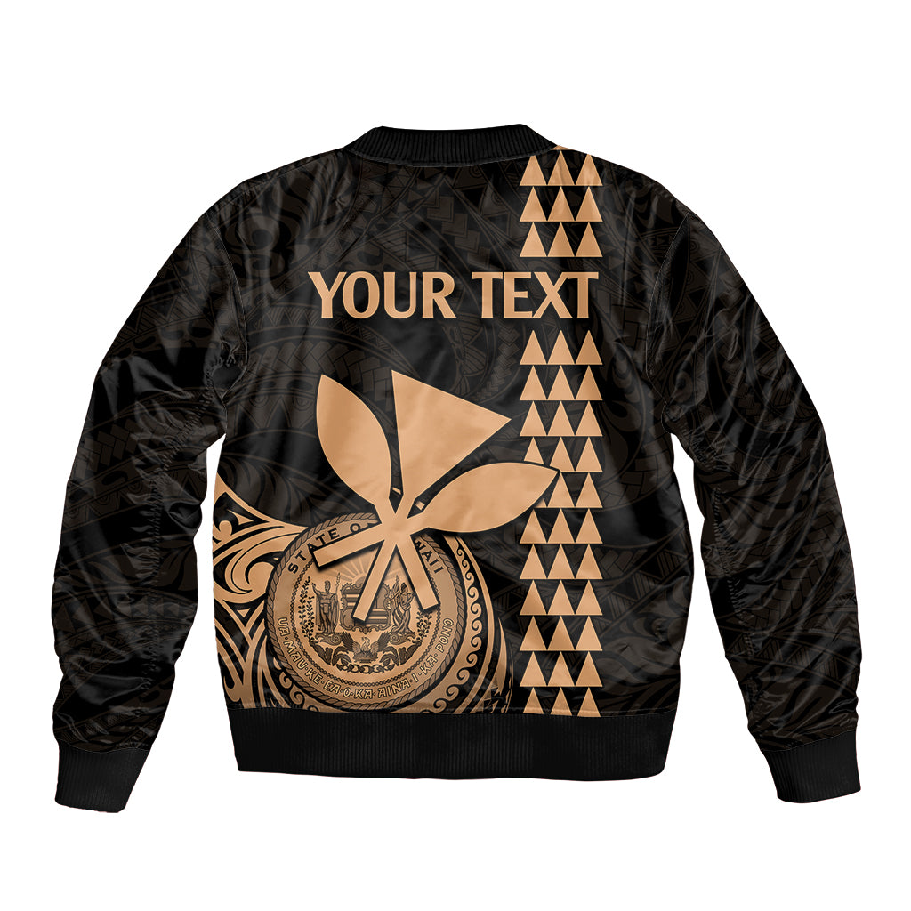 Custom Hawaii Sleeve Zip Bomber Jacket King Kamehameha - Nude LT9 - Polynesian Pride