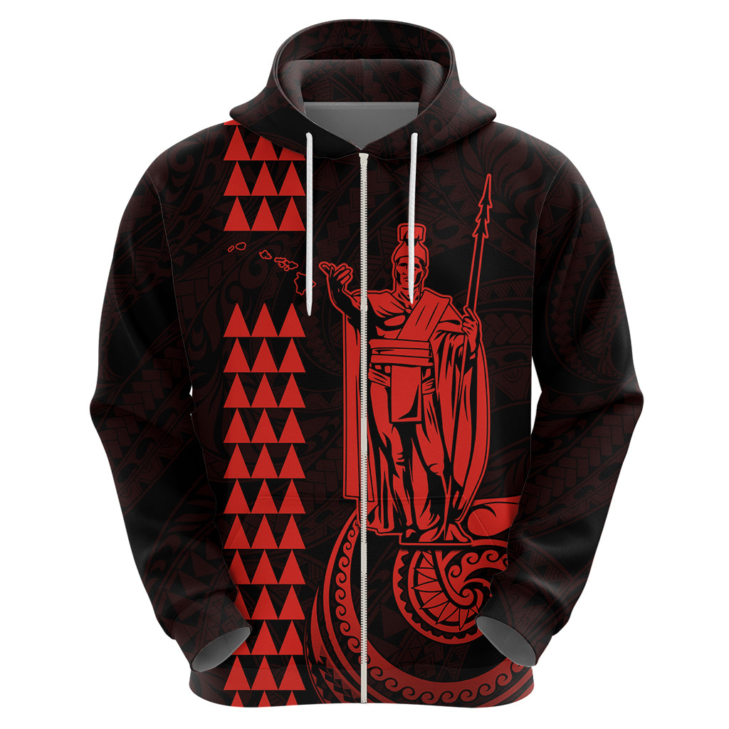 Custom Hawaii Hoodie King Kamehameha Red LT9 - Polynesian Pride
