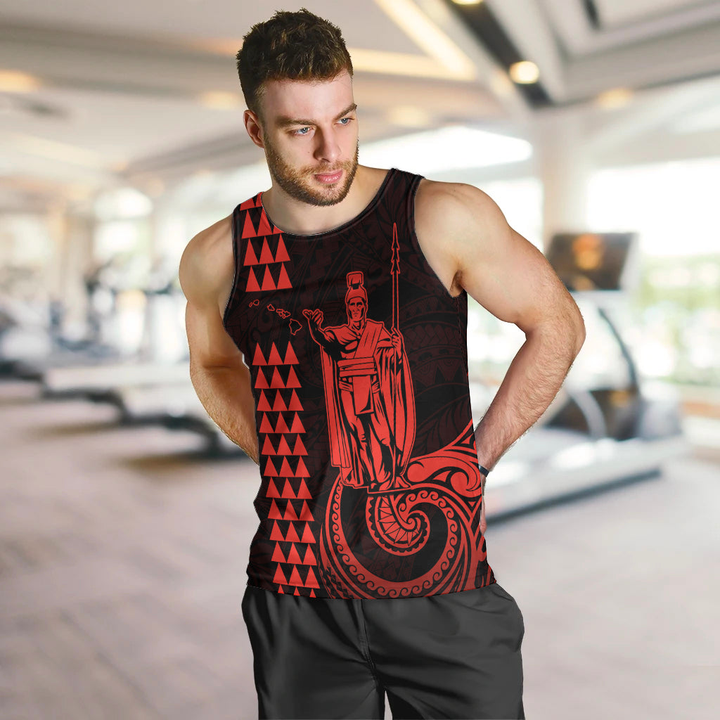 Custom Hawaii Men Tank Top King Kamehameha - Red LT9 - Polynesian Pride