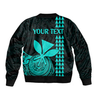 Custom Hawaii Bomber Jacket King Kamehameha - Turquoise LT9 - Polynesian Pride