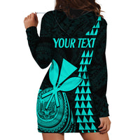 Custom Hawaii Hoodie Dress King Kamehameha - Turquoise LT9 - Polynesian Pride