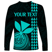 Custom Hawaii Long Sleeve Shirt King Kamehameha - Turquoise LT9 - Polynesian Pride