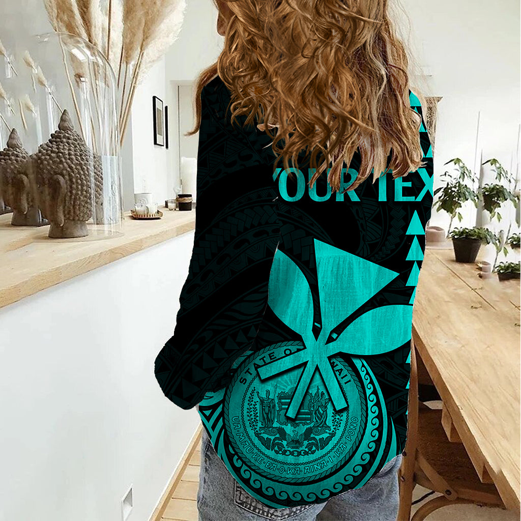 Custom Hawaii Women Casual Shirt King Kamehameha - Turquoise LT9 - Polynesian Pride