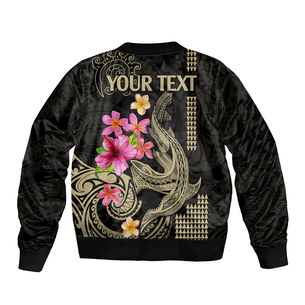 Custom Polynesian Bomber Jacket Hawaiian Warriors with Tribal Shark Tattoos - Nude LT9 - Polynesian Pride