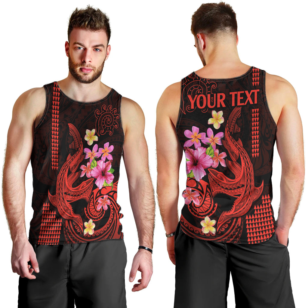 Custom Polynesian Men Tank Top Hawaiian Warriors with Tribal Shark Tattoos - Red LT9 - Polynesian Pride