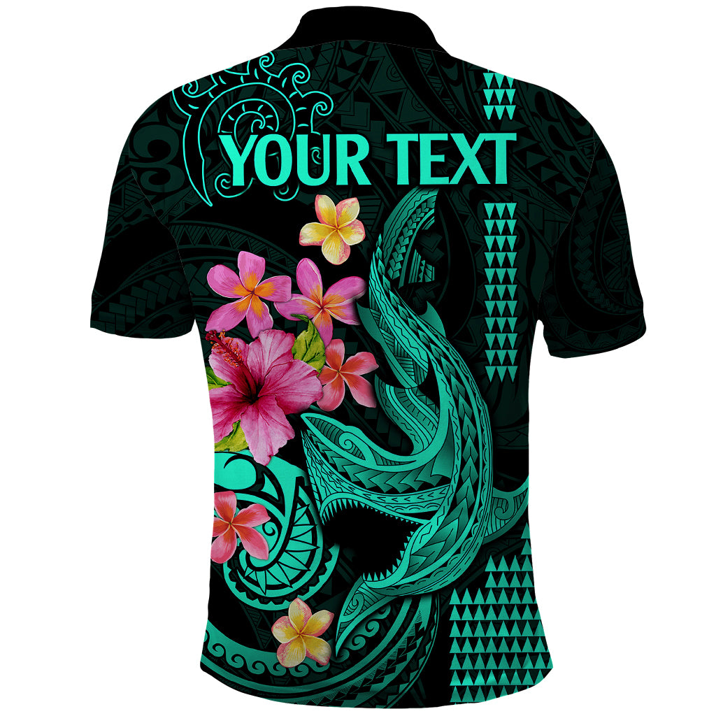 Custom Polynesian Polo Shirt Hawaiian Warriors with Tribal Shark Tattoos Turquoise LT9 - Polynesian Pride
