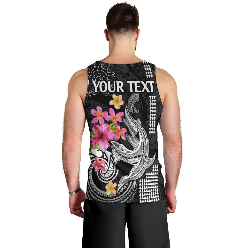 Custom Polynesian Men Tank Top Hawaiian Warriors with Tribal Shark Tattoos - White LT9 - Polynesian Pride