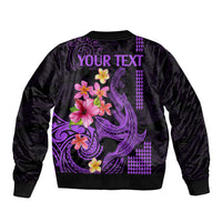 Custom Polynesian Bomber Jacket Hawaiian Warriors with Tribal Shark Tattoos - Purple LT9 - Polynesian Pride