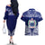 Personalised Samoa Coat Of Arms Couples Matching Off The Shoulder Long Sleeve Dress and Hawaiian Shirt With Polynesian Pattern Version