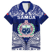 Personalised Samoa Coat Of Arms Family Matching Off The Shoulder Long Sleeve Dress and Hawaiian Shirt With Polynesian Pattern Version