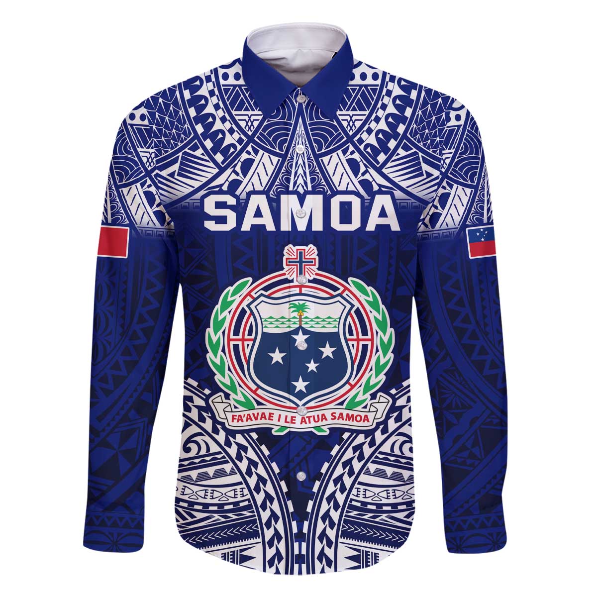 Personalised Samoa Coat Of Arms Family Matching Off The Shoulder Long Sleeve Dress and Hawaiian Shirt With Polynesian Pattern Version