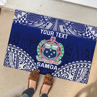 Personalised Samoa Coat Of Arms Rubber Doormat With Polynesian Pattern Version