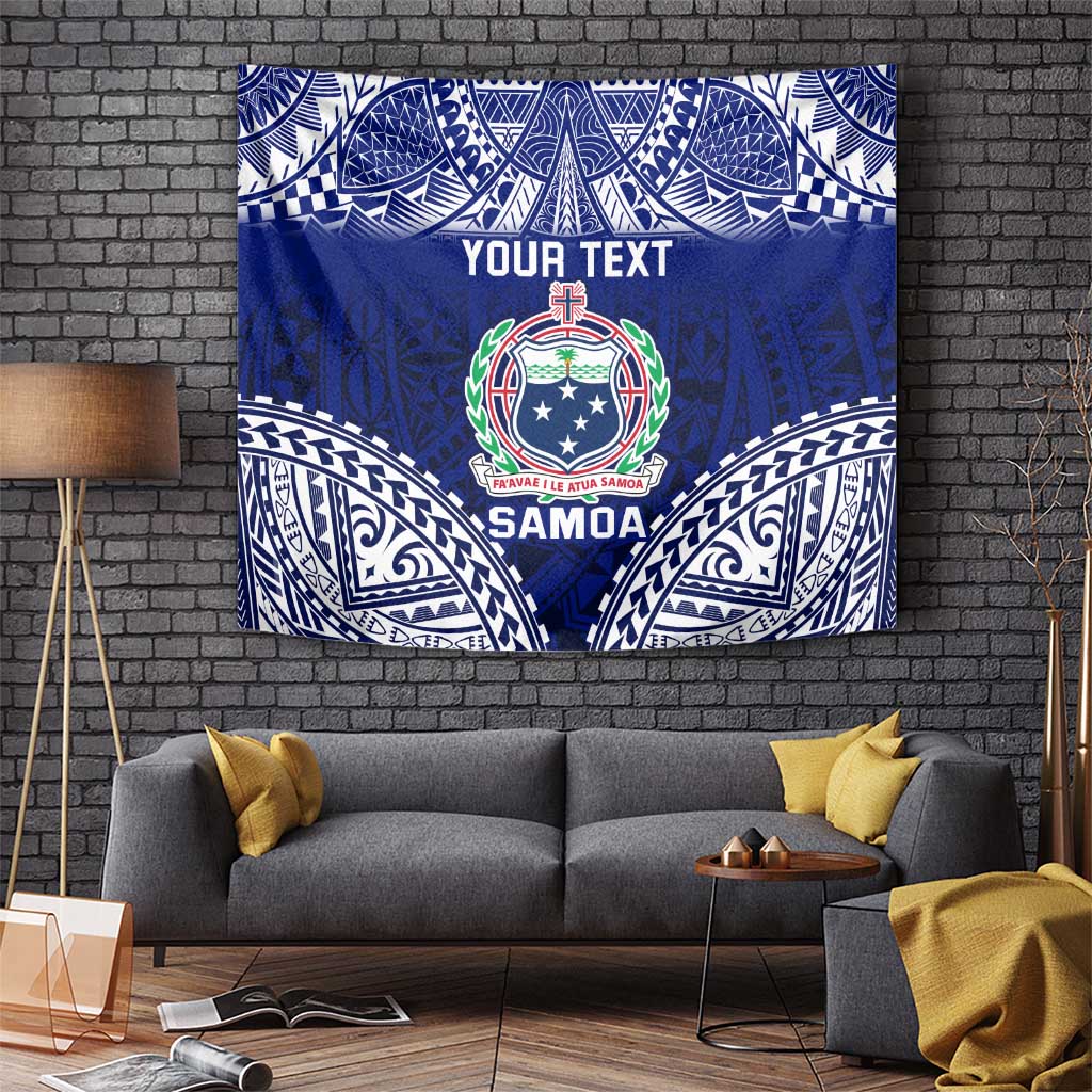 Personalised Samoa Coat Of Arms Tapestry With Polynesian Pattern Version