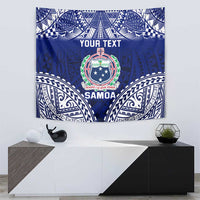 Personalised Samoa Coat Of Arms Tapestry With Polynesian Pattern Version