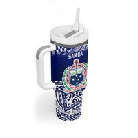 Personalised Samoa Coat Of Arms Tumbler With Handle With Polynesian Pattern Version