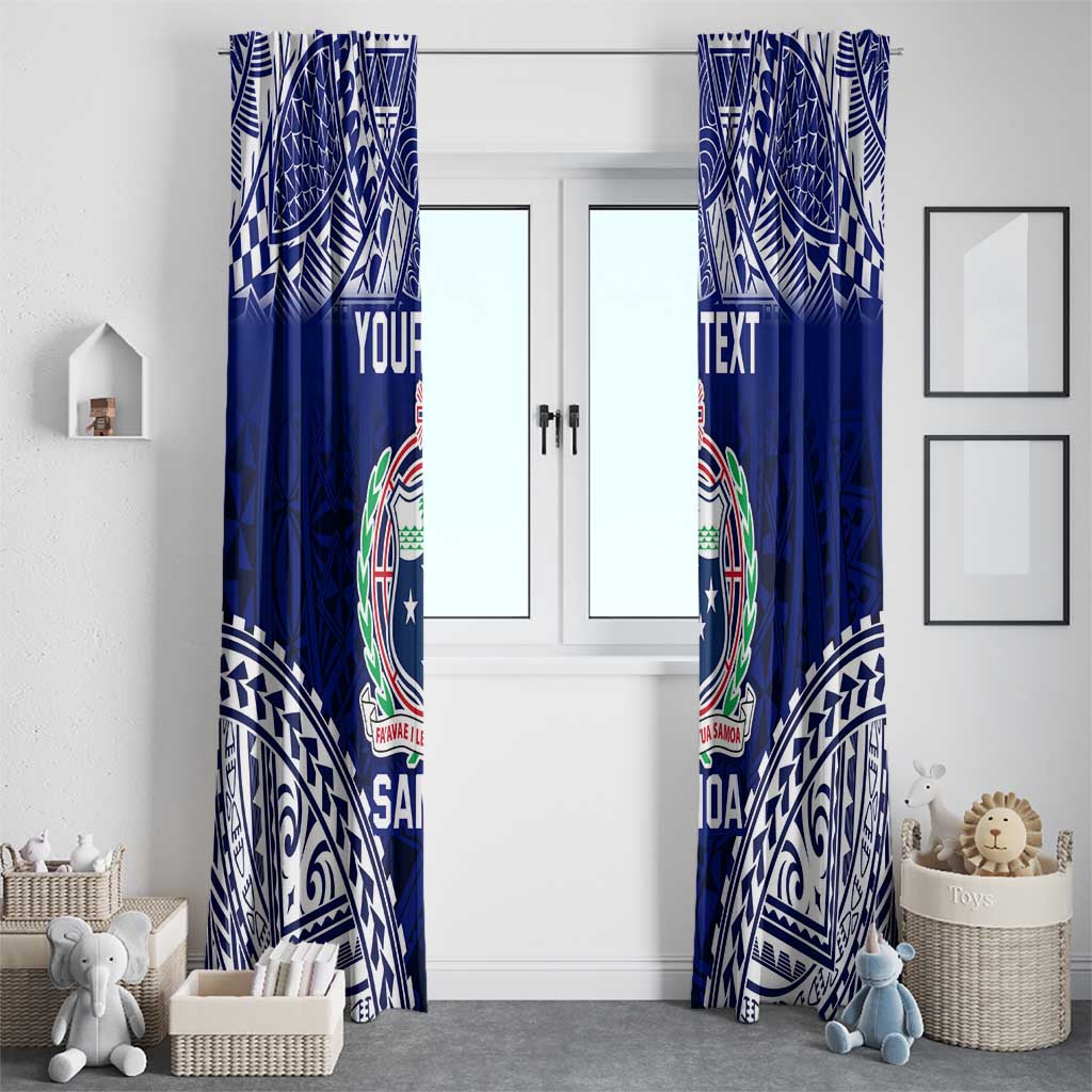 Personalised Samoa Coat Of Arms Window Curtain With Polynesian Pattern Version