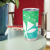 Polynesian Tribal Plumeria Tumbler Cup with Hawaii Kanaka Maoli Green Gradient Version