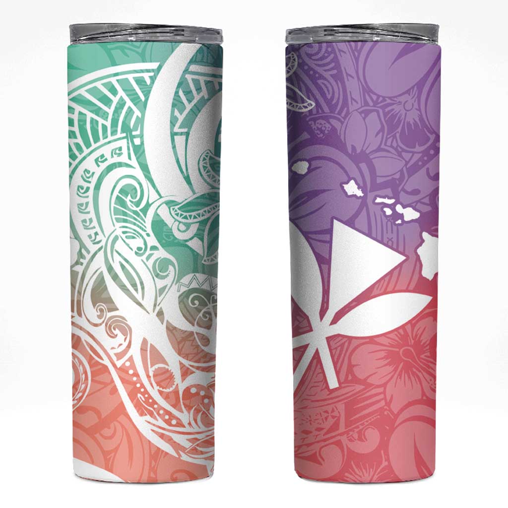 Polynesian Tribal Plumeria Skinny Tumbler with Hawaii Kanaka Maoli Bloom Version