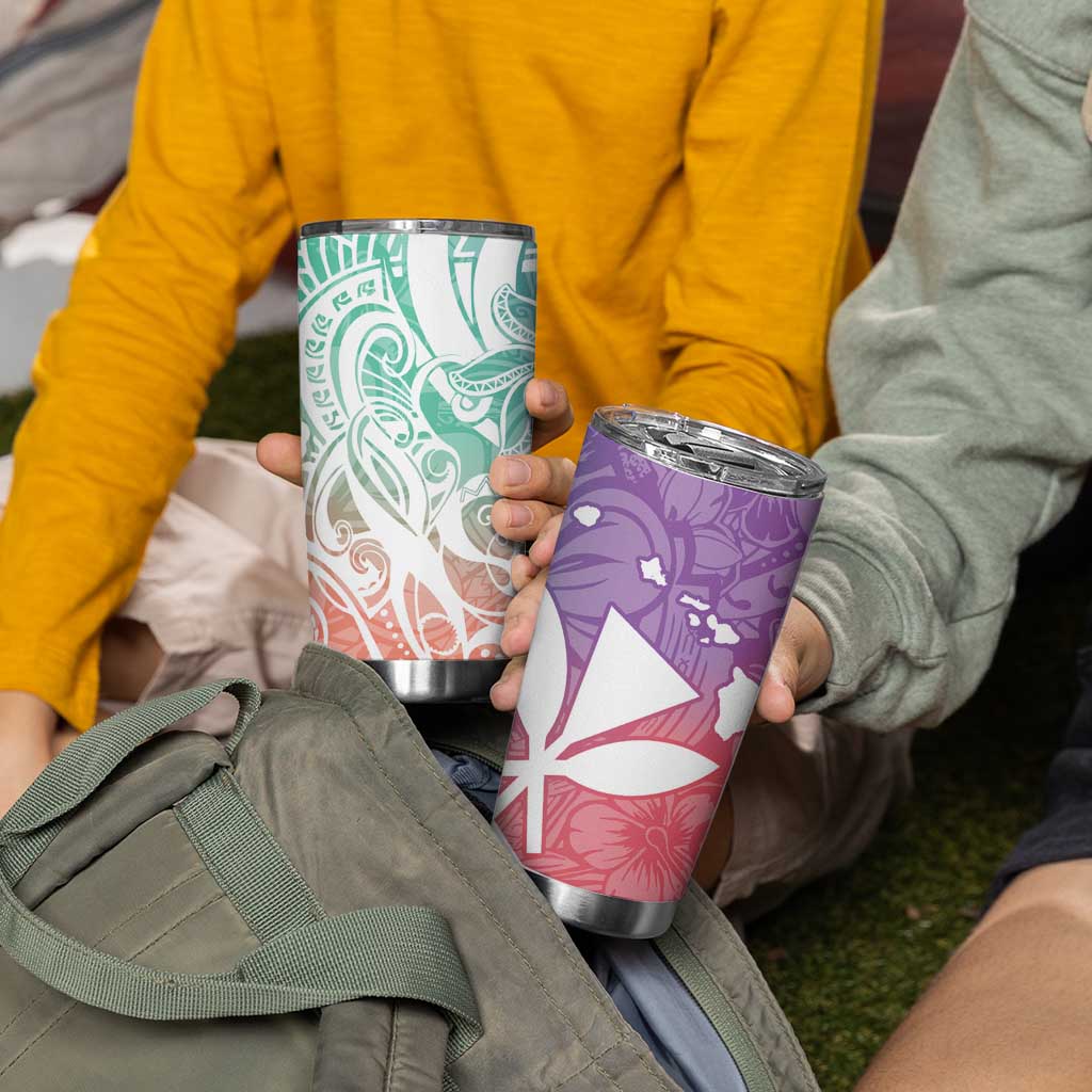 Polynesian Tribal Plumeria Tumbler Cup with Hawaii Kanaka Maoli Bloom Version