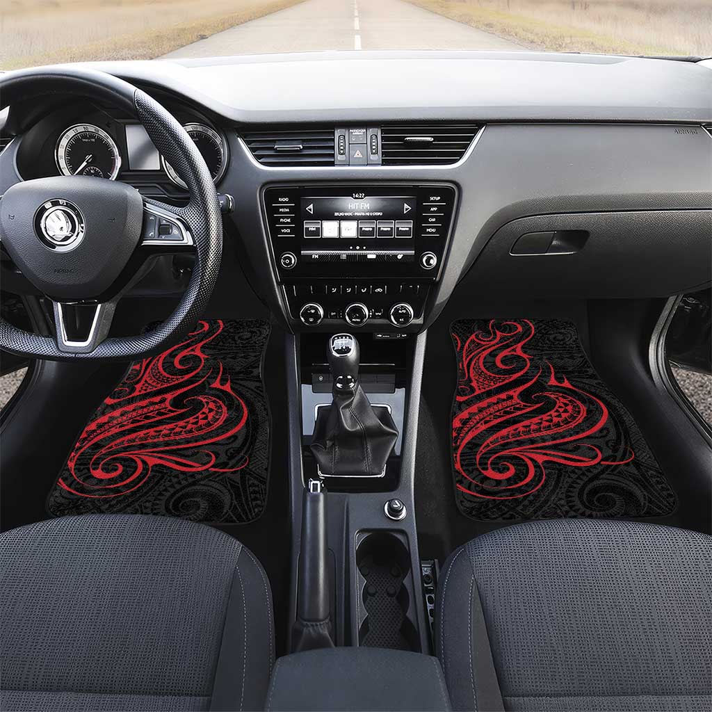 Tahitian Coat Of Arm and Tiare Flower Car Mats Polynesian Tribal Tattoo