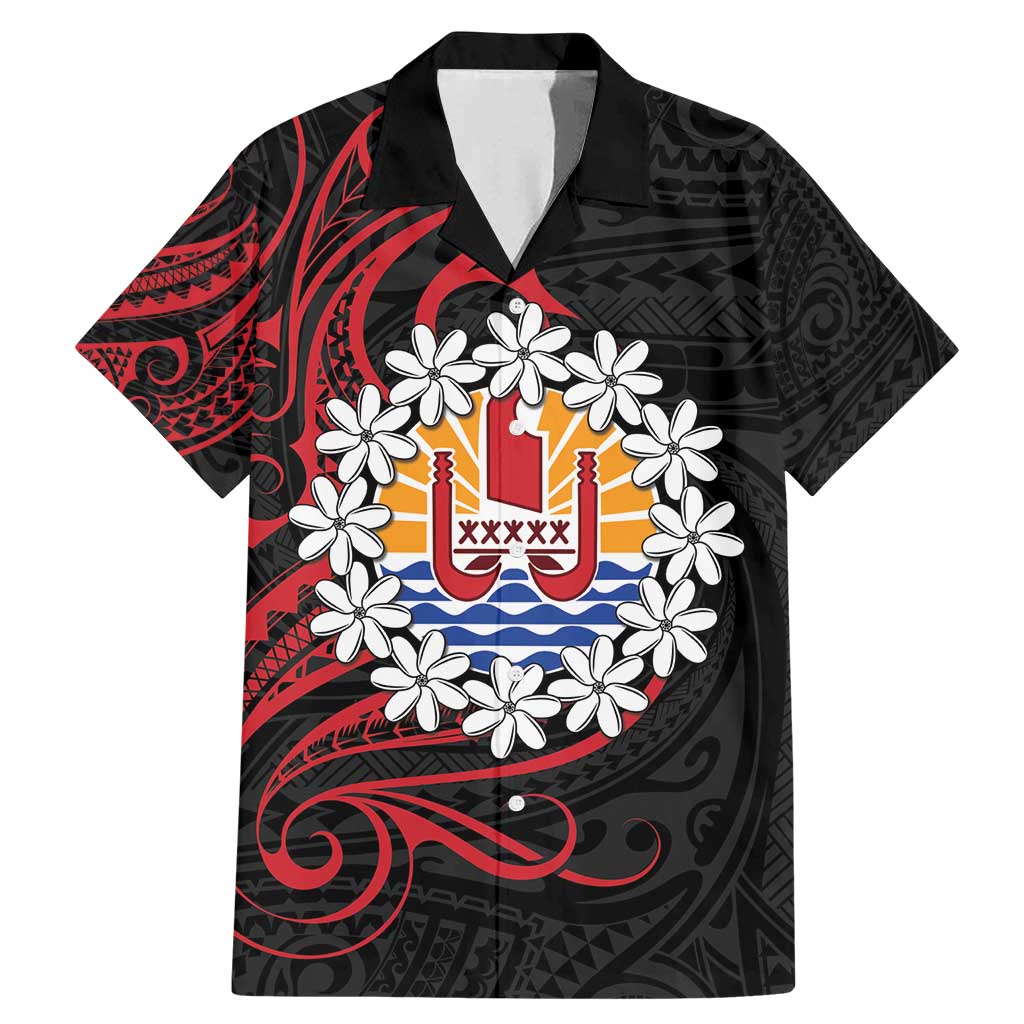 Tahitian Coat Of Arm and Tiare Flower Family Matching Mermaid Dress and Hawaiian Shirt Polynesian Tribal Tattoo