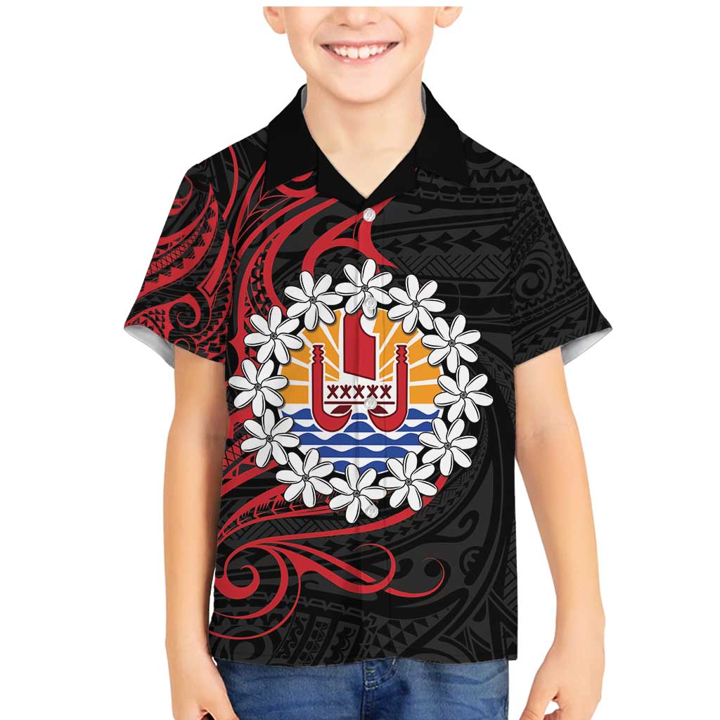 Tahitian Coat Of Arm and Tiare Flower Family Matching Mermaid Dress and Hawaiian Shirt Polynesian Tribal Tattoo