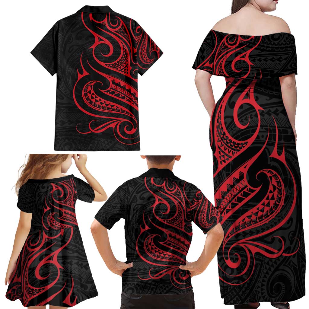 Tahitian Coat Of Arm and Tiare Flower Family Matching Off Shoulder Maxi Dress and Hawaiian Shirt Polynesian Tribal Tattoo LT9 - Polynesian Pride