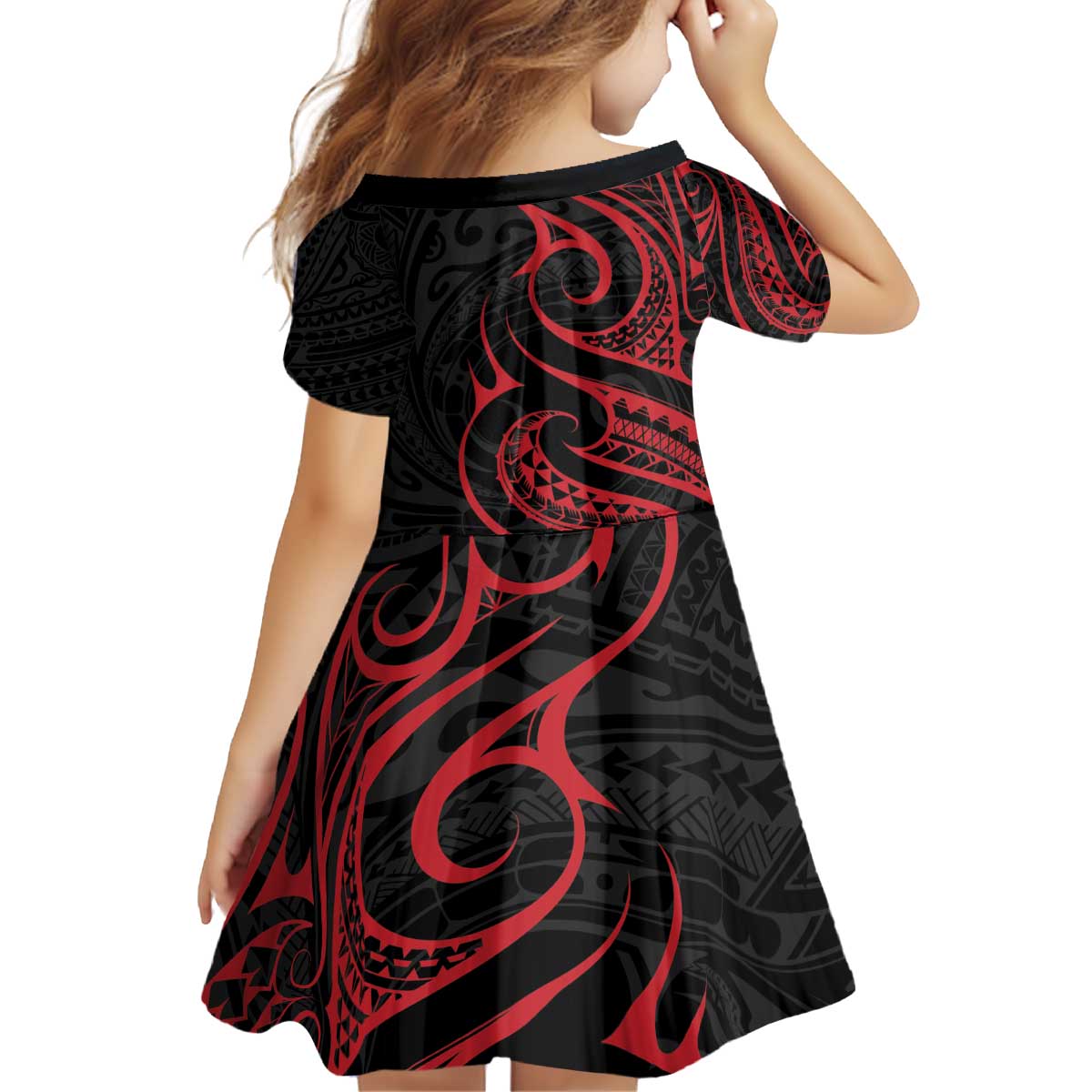 Tahitian Coat Of Arm and Tiare Flower Family Matching Off Shoulder Short Dress and Hawaiian Shirt Polynesian Tribal Tattoo LT9 - Polynesian Pride