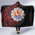 Tahitian Coat Of Arm and Tiare Flower Hooded Blanket Polynesian Tribal Tattoo