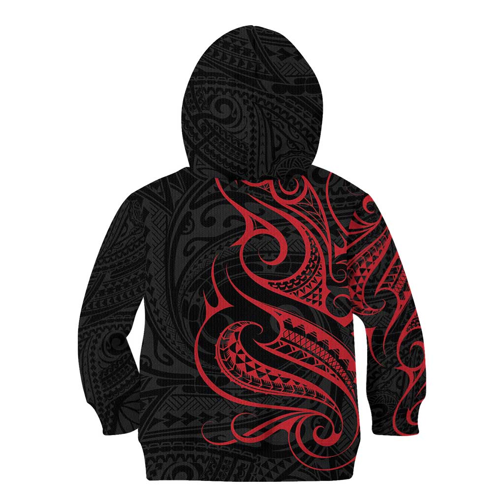 Tahitian Coat Of Arm and Tiare Flower Kid Hoodie Polynesian Tribal Tattoo