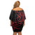 Tahitian Coat Of Arm and Tiare Flower Off Shoulder Short Dress Polynesian Tribal Tattoo