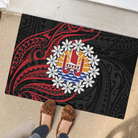 Tahitian Coat Of Arm and Tiare Flower Rubber Doormat Polynesian Tribal Tattoo LT9 - Polynesian Pride