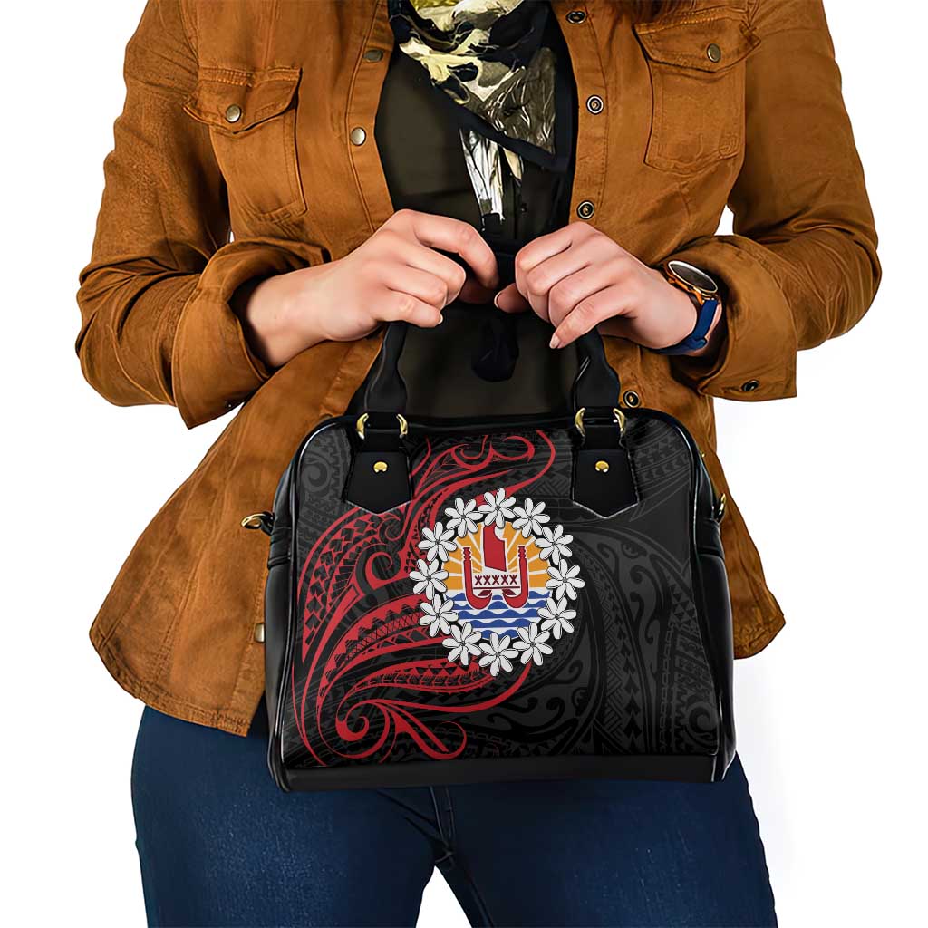 Tahitian Coat Of Arm and Tiare Flower Shoulder Handbag Polynesian Tribal Tattoo LT9 - Polynesian Pride
