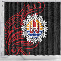 Tahitian Coat Of Arm and Tiare Flower Shower Curtain Polynesian Tribal Tattoo LT9 - Polynesian Pride