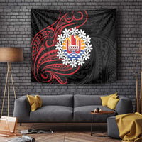 Tahitian Coat Of Arm and Tiare Flower Tapestry Polynesian Tribal Tattoo LT9 - Polynesian Pride