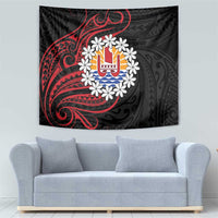 Tahitian Coat Of Arm and Tiare Flower Tapestry Polynesian Tribal Tattoo LT9 - Polynesian Pride