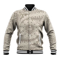 Tahitian Tiare Flower Baseball Jacket Beige Polynesian Pattern LT9 Unisex Beige - Polynesian Pride
