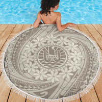 Tahitian Tiare Flower Beach Blanket Beige Polynesian Pattern LT9 - Polynesian Pride