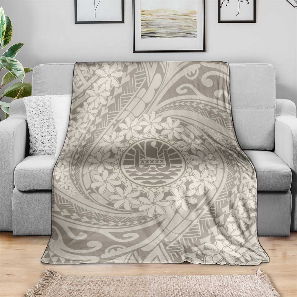 Tahitian Tiare Flower Blanket Beige Polynesian Pattern LT9 - Polynesian Pride